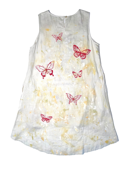 painted linen trapeze dress